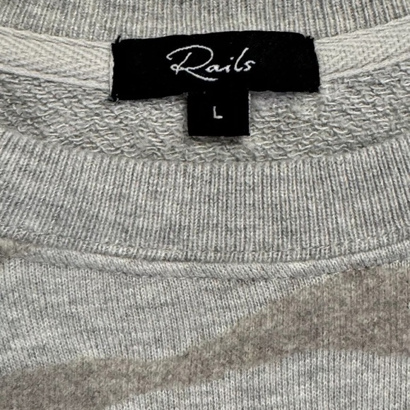 Rails Sweatshirt Top L Marlo Heather Gray Flocked Zebra Double Side Zip Boxy Fit - Picture 9 of 12